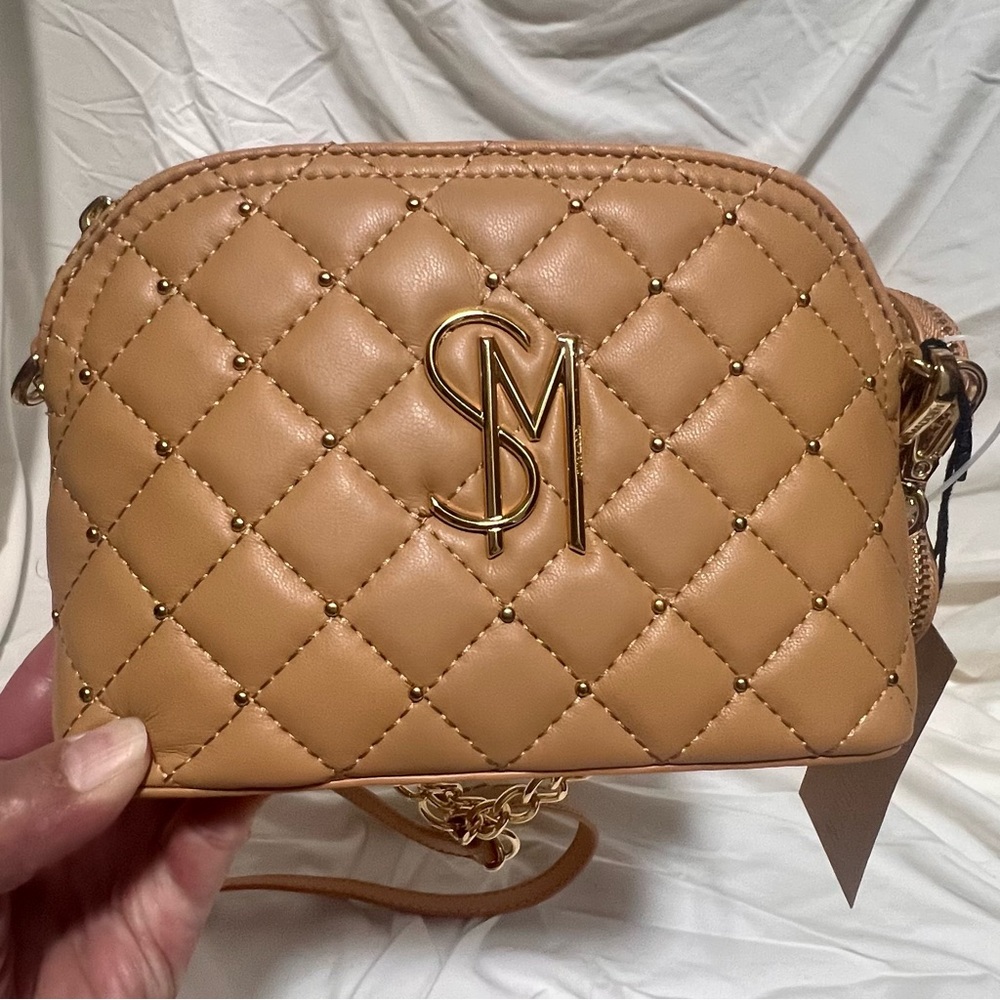 ✨NEW✨ Steve Madden Tan / Brown Quilted Crossbody Bag w/ Heart Charm Wallet - Picture 7 of 10